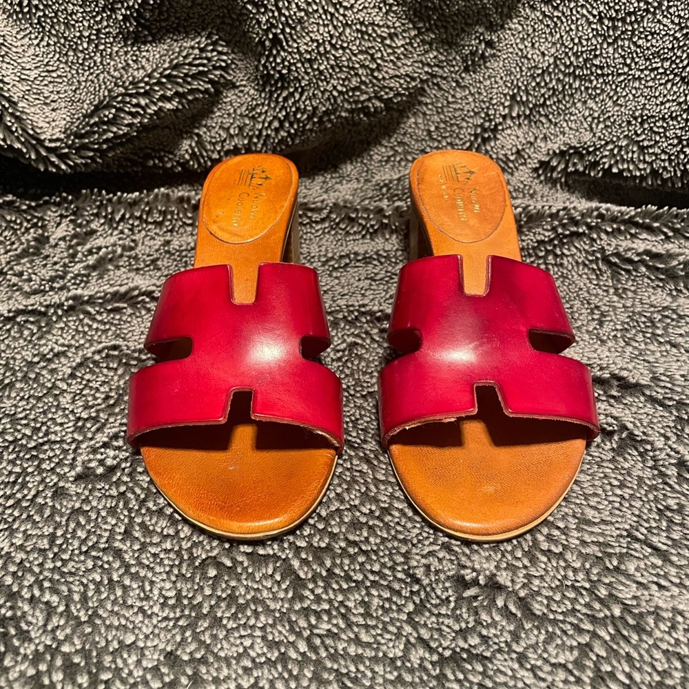 Red Italian Leather Sandals